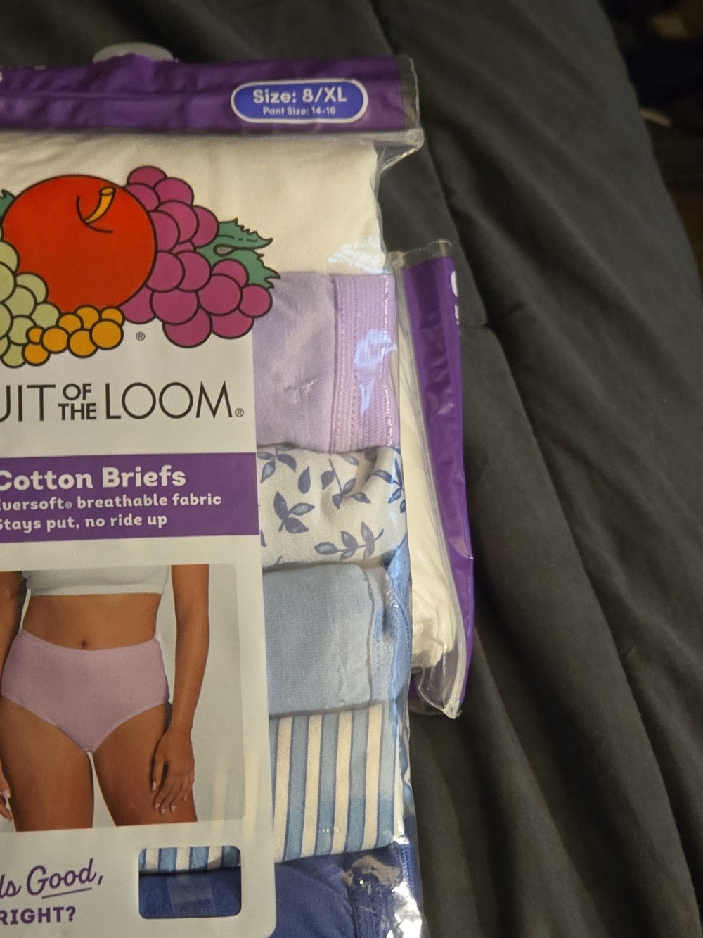 Fruit of the Loom Girls' Lavender, White & Light Blue Cotton Briefs - 5 Pack